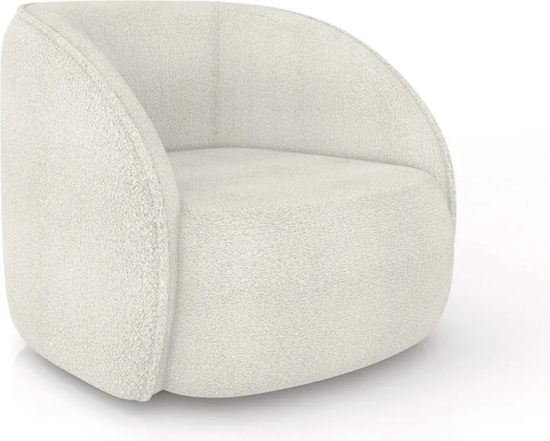 Poltrona Decorativa Sala de Estar Clarke Bouclê OffWhite G45 - Gran Belo