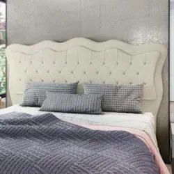 Cabeceira Casal Cama Box 140cm Oregon Z04 Boucle Bege - Mpozenato