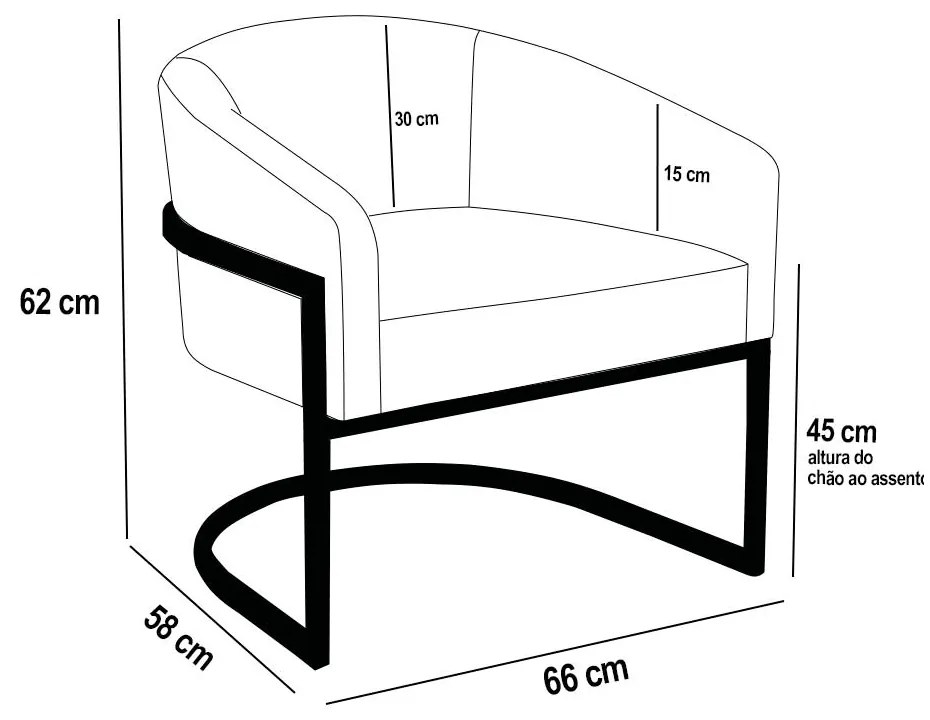 Poltrona Sala Industrial Preto Arielle Veludo Cotelê Bege D03 - D'Rossi