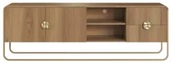 Rack Bancada Tv 70 Pol 180cm 2 Portas Mario Hanover/Dourado A10 - Mpoz