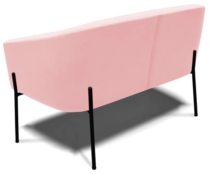 Namoradeira e 2 Poltronas Pé de Ferro Preto Stella Suede D03 - D'Rossi - Rosa Bebê