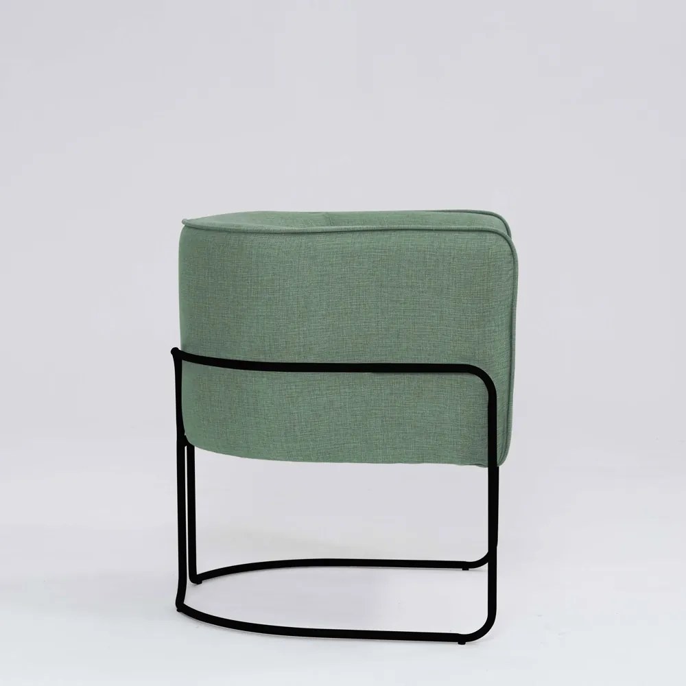 Poltrona Decorativa Belinda D07 Base Aço Linho Mescla Verde - D'Rossi