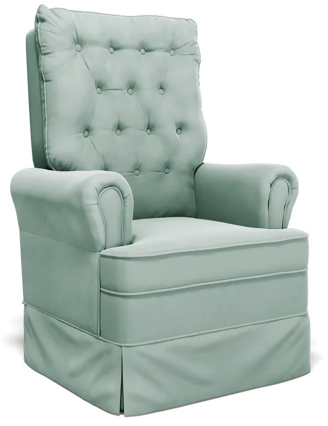 Poltrona de Amamentação com Balanço Laura Veludo Base de Madeira G01 - D'Rossi - Verde Turquesa