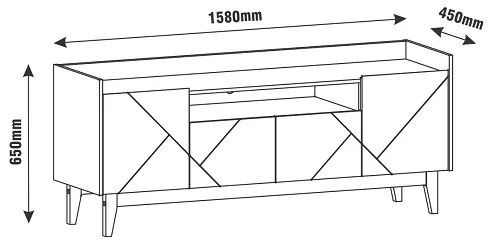 Rack Adria 1.60 Branco/Noce - Casa D Móveis