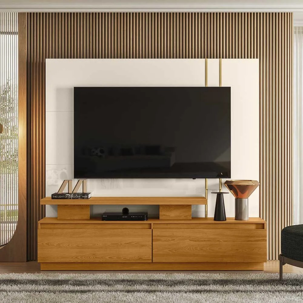 Home Theater Braun 2 Gavetas MDP até 75 Cinamomo/OffWhite G97 - Gran Belo