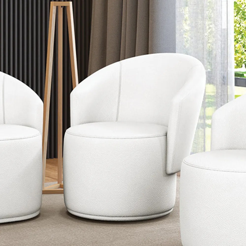 Poltrona Decorativa Orgânica Fixa para Sala Malu Sintético M11 - D'Rossi - Branco