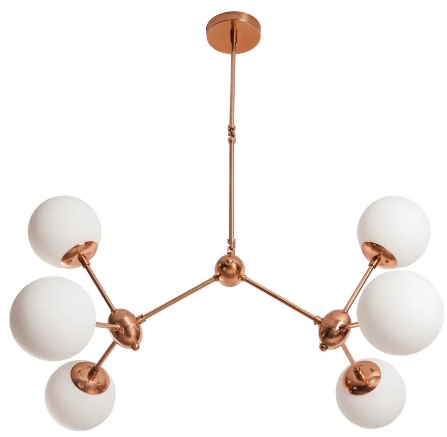 Pendente Cacau Ø68X57X83Cm 6Xg9 / Metal E Globo Ø12Cm | Usina 16738/6 (TT-M Titânio Metálico, AMBAR)