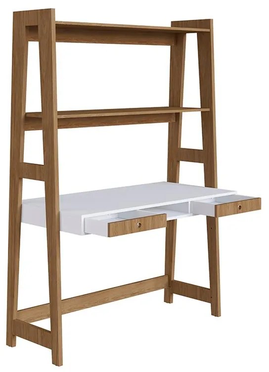 Escrivaninha Mesa Home Office Estante 2 Gavetas Trend