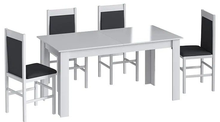 Conjunto Completo Jantar Cozinha Mesa Elástica 6 Cadeiras Branco/Preto