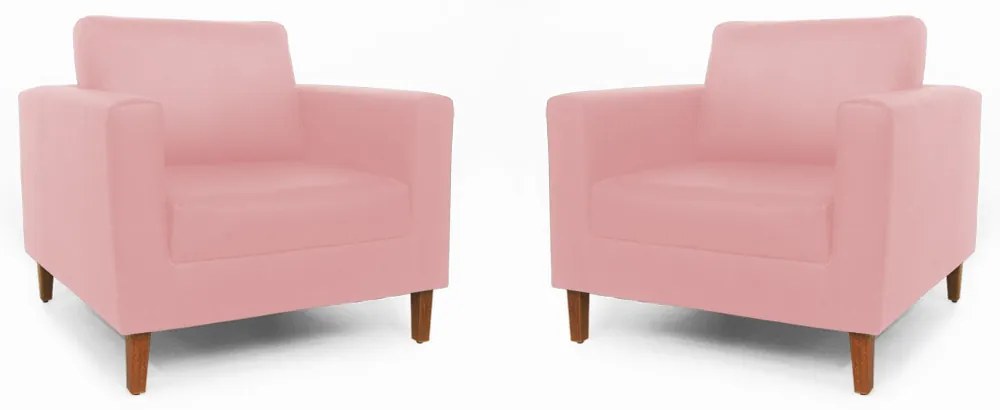 Conjunto 2 Poltrona Decorativa Gabriela Courino Rosa