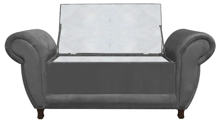 Recamier com Baú Itália Namoradeira Calçadeira Suede - D'Rossi - Grafite