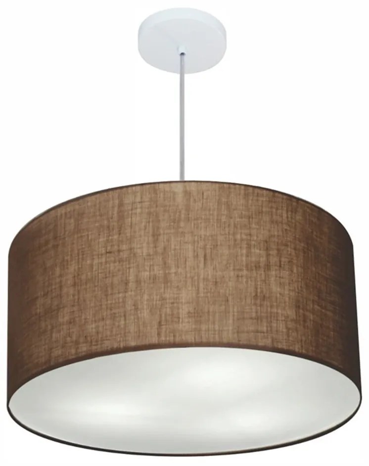 Lustre Pendente Cilíndrico Md-4080 Cúpula em Tecido 60x30cm Café - Bivolt