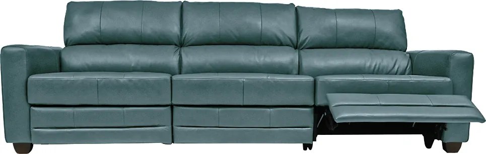 Sofá Sala de Cinema Elétrico Maldivas Reclinável Retrátil 4 Lugares 281cm Couro Azul Majestic G40 - Gran Belo