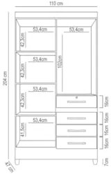 Guarda Roupa Solteiro 4 Portas 4 Gavetas 110cm Cabral Z17 Freijó/Off W