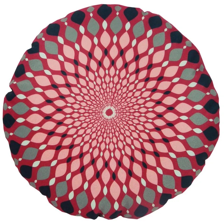 Almofada Redonda Ravi Cheia Indiana em Tons Cereja 40x40cm - ARI-0327