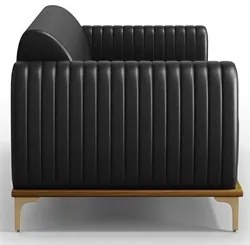 Sofá 180cm 3 Lugares Base Gold Molino D06 PU B-159 Preto - Mpozenato