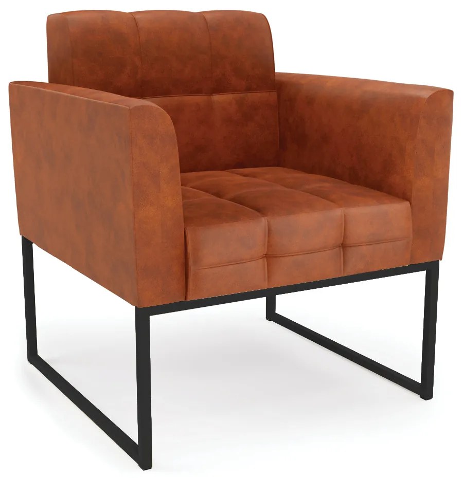 Poltrona Sala Decorativa Elisa Industrial Preto Sintético Pu D03 - D'Rossi - Nozes