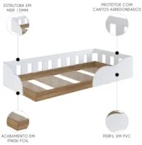Cama Solteiro Infantil Montessoriana Infantil Asha Branco A05 - Mpozen