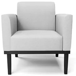 Poltrona Decorativa Base Madeira Preto Maressa Linho Cinza - Ibiza