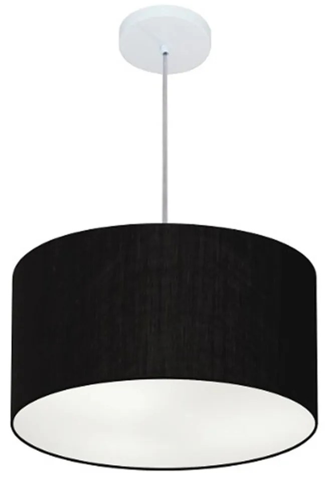 Lustre Pendente Cilíndrico Md-4019 Cúpula em Tecido 40x21cm Preto - Bivolt