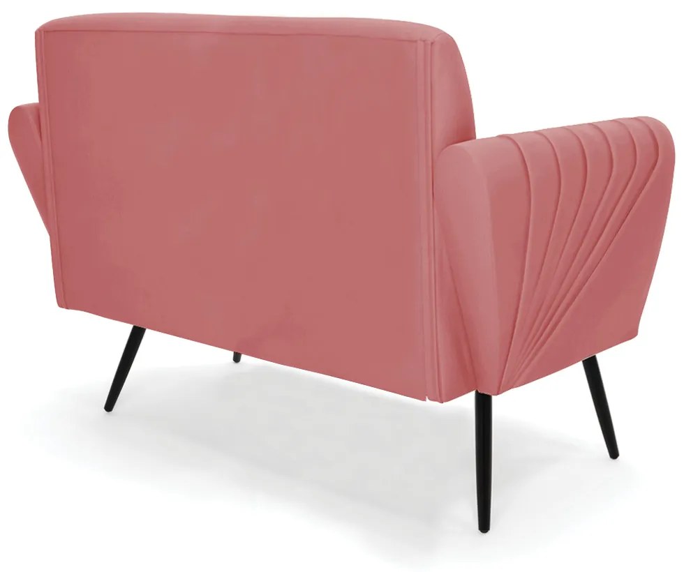 Sofá Namoradeira com Poltrona Pés Palito de Ferro Bruna Suede - D'Rossi - Rose