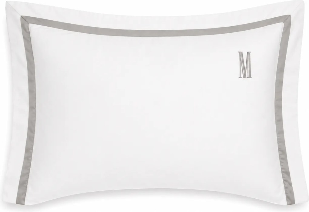 Fronha Trussardi 300 fios Cetim 100% Algodão Egípcio Vercelli - 50cm x 70cm - Branco e Marmo  50x70 - Branco e Marmo