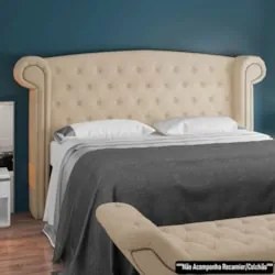 Cabeceira Cama Box Queen 160cm Provença Z37 Boucle Bege - Mpozenato