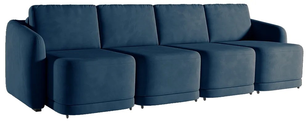 Sofá Cama Modulado Retrátil e Reclinável Decorativo Varsóvia 396cm Veludo Azul Marinho G33 - Gran Belo