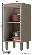 Balcão 35cm 1 Porta 100% MDF Sem Tampo Connect Duna/Cristal - Henn