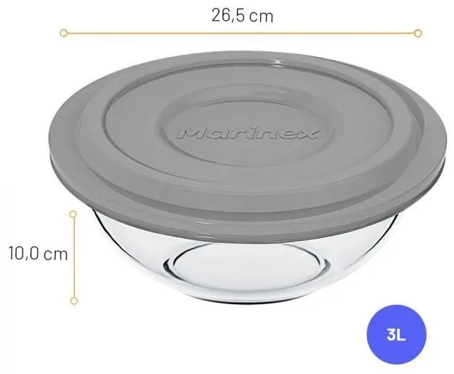 Tigela com Tampa Plástica Marinex Plus 3L