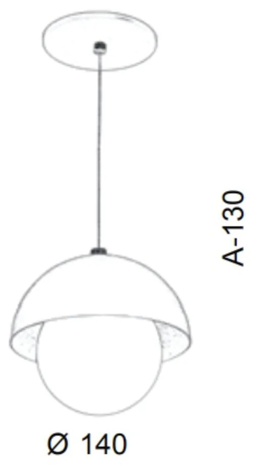 Pendente Cúpula Ø14X13Cm Metal E Globo Ø10Cm 01Xg9 |Old Artisan Pd-552... (COBRE FOSCO, FOSCO (BRANCO))