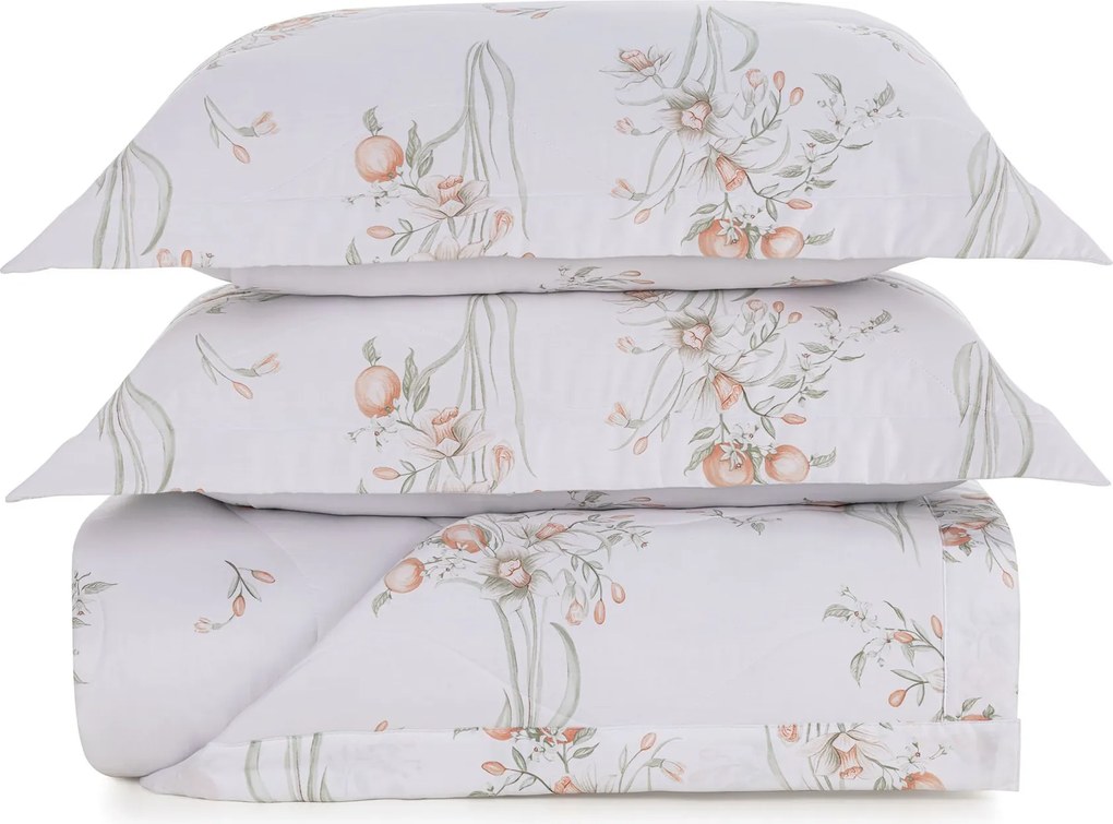 Colcha c/ Porta Travesseiros Trussardi Cetim 300 Fios Narciso - Casal  Casal