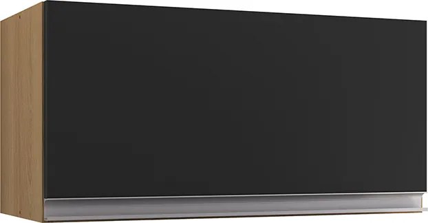 Armário Cozinha Aéreo Geladeira 60cm Basculante Leticia Amêndoa/Preto A01 - D'Rossi