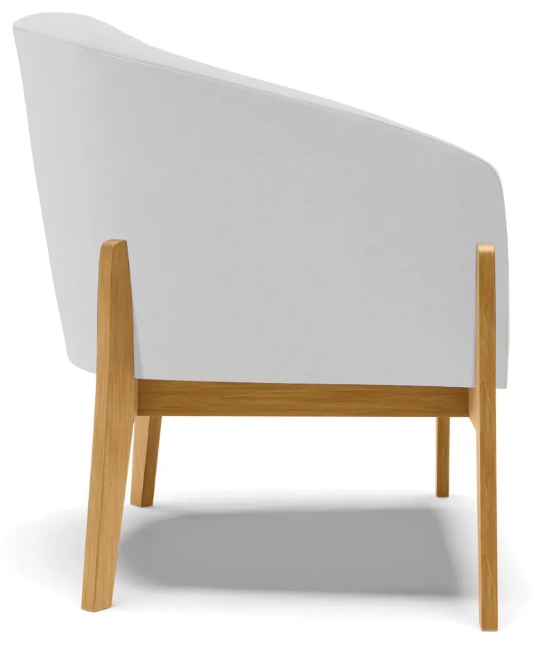 Poltrona Decorativa Base de Madeira Stella Linho Cinza D03 - D'Rossi