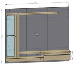 Painel Suspenso Para TV Até 55 Pol. Denver Off White/Cinamomo - Bechar