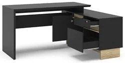 Mesa De Escritório Em L 154x120cm Los Angeles Preto/Carvalho Claro - P