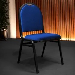 Kit 3 Cadeiras Hoteleiras Auditório Empilhável Linho Z33 Azul - Mpozen
