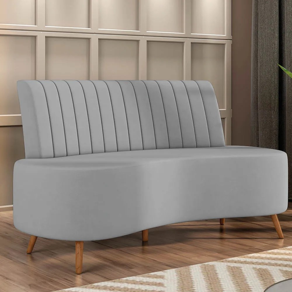Sofá 2 Lugares Living 160cm Pé Palito Maraú Veludo K01 - D'Rossi - Cinza