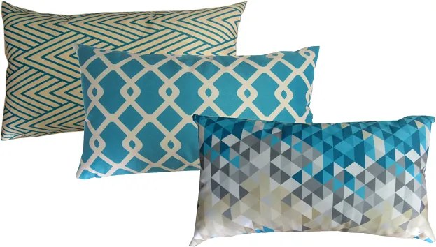 Conjunto 3 Capas Almofadas Lyon Azul Pavão 30x50 cm