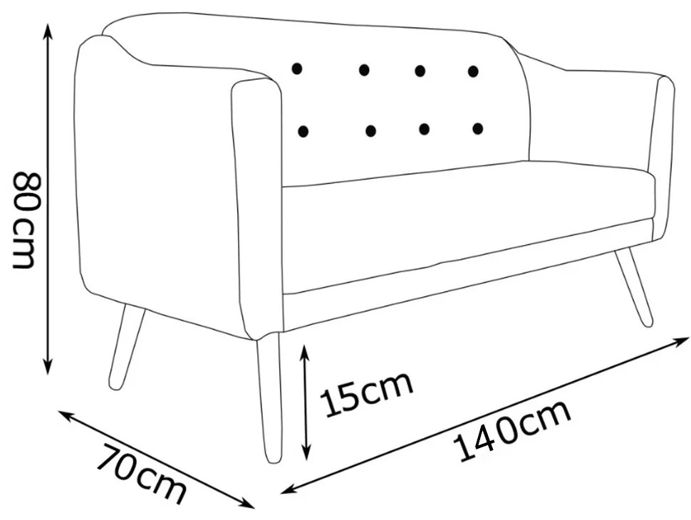 Namoradeira Bruna 1,40 m 2 Lugares Pés Palito Suede Marrom