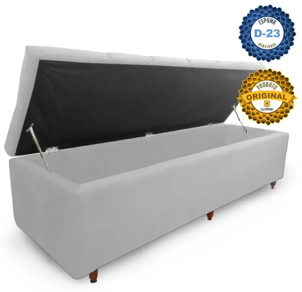 Calçadeira Baú Casal 140cm Veneza Corano Branco - Sheep Estofados - Branco