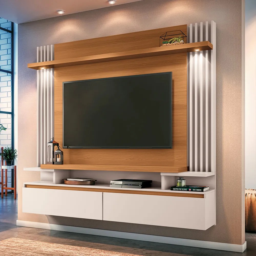 Home Suspenso Decorativo Cosmo para Tv até 55 Pol Cinamomo/Off White G26 - HB Móveis