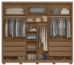 Guarda Roupa Casal 260cm 3 Portas Cali Carvalho/Fendi Z17    - Mpozena