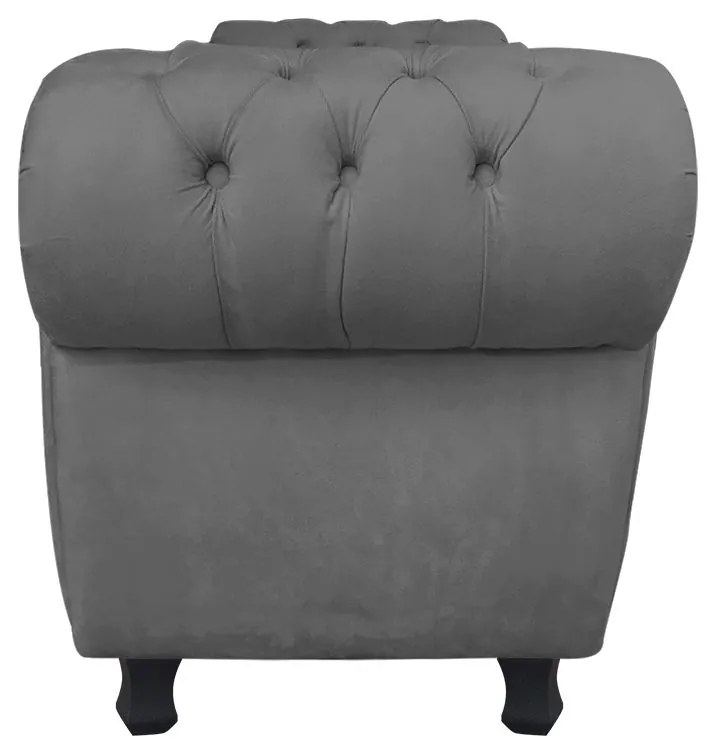 Recamier com Baú Grécia Namoradeira Calçadeira Suede Grafite - D'Rossi
