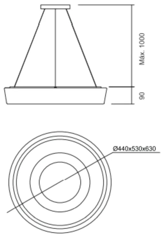 Pendente Dândi Ø44X09Cm Led 20,5W Bivolt / Redondo Base Vazada | Usina... (BT - Branco Texturizado, 3000k)