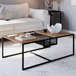 Mesa de Centro Com Nicho Pés Metálicos York Vermont/Preto - Artesano