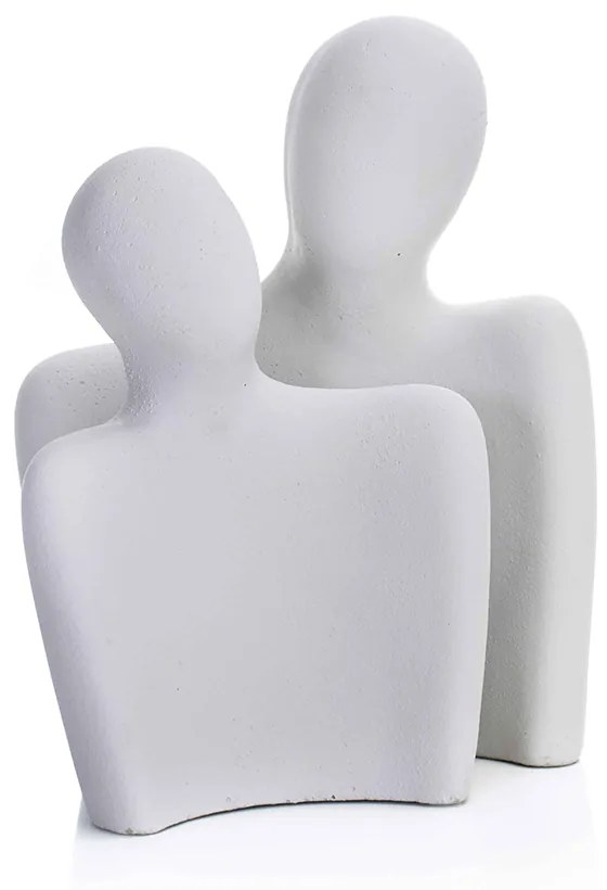 Kit 2 Esculturas Decorativas Pessoas em Cimento Cinza 26 cm M02 - D'Rossi
