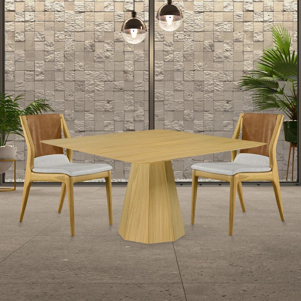 Mesa Sala de Jantar 4 Lugares 150cm Tampo Quadrado Talocan Freijó G13 - Gran Belo