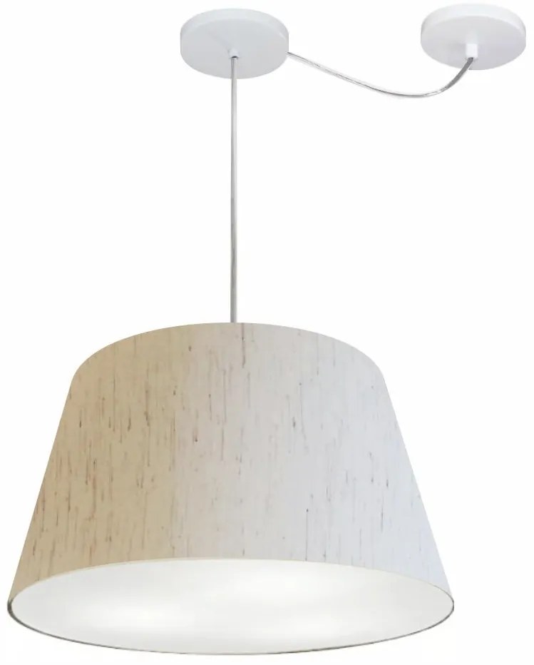 Lustre Pendente Cone Com Desvio Md-4279 Cúpula  21/30x40cm Linho Bege - Bivolt