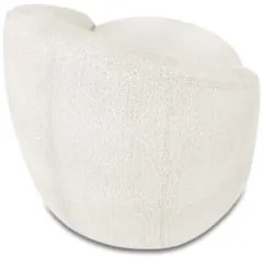 Poltrona Sala Giratória Redonda 91cm Steve Boucle Off White I01  - Mpo